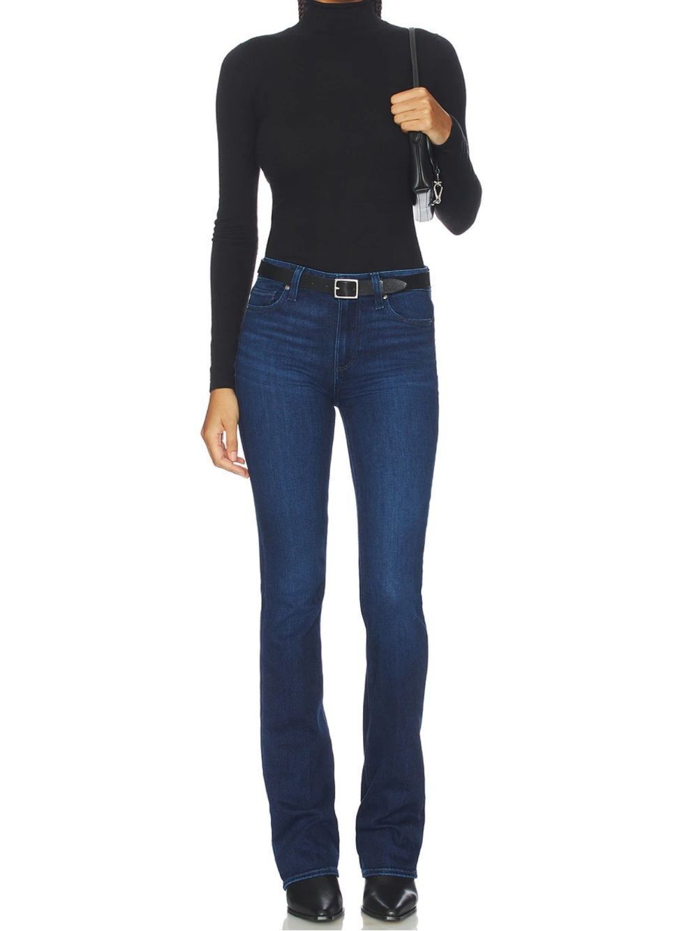 PAIGE Manhattan Dark washed Indigo Stretch mini Bootcut Jeans size 26